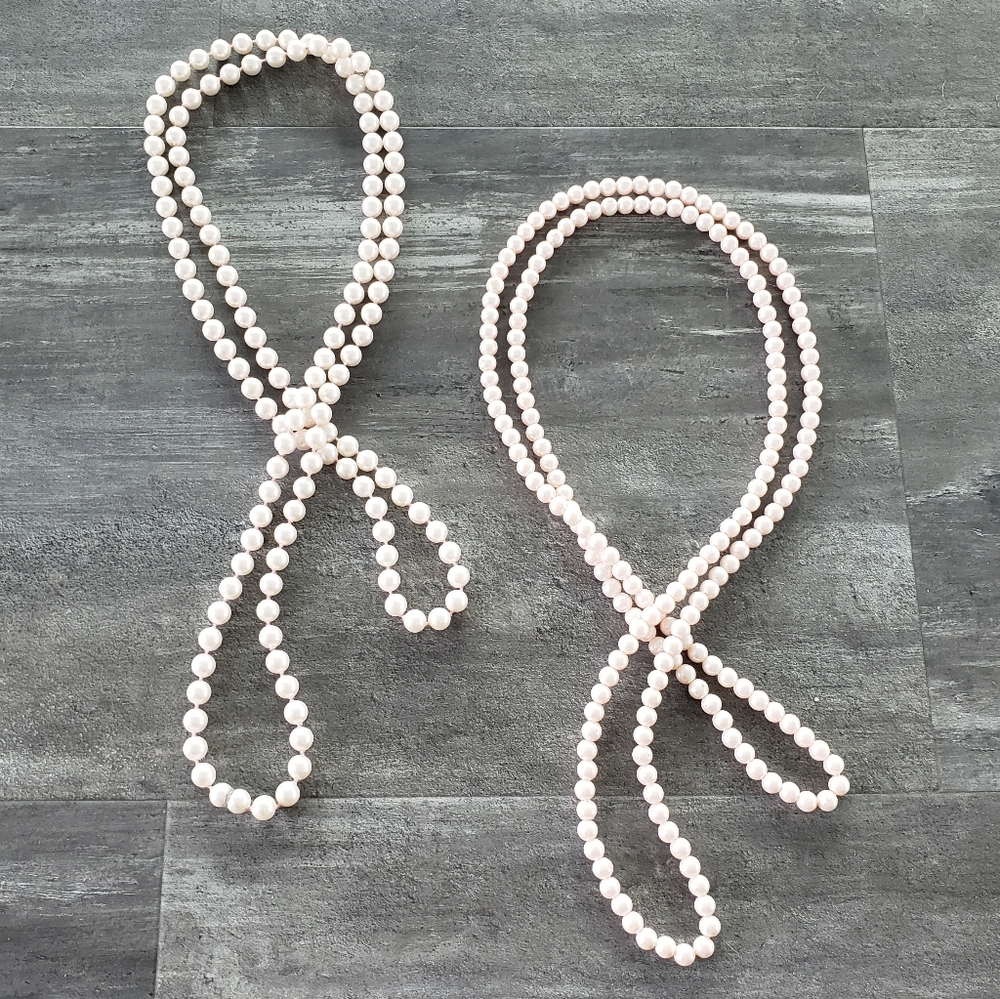 Pink Classic Pearl Long Necklace Bundle